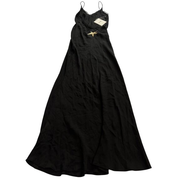 Venroy Lace Trim Silk Open Back Dress in Black - Picture 4 of 5